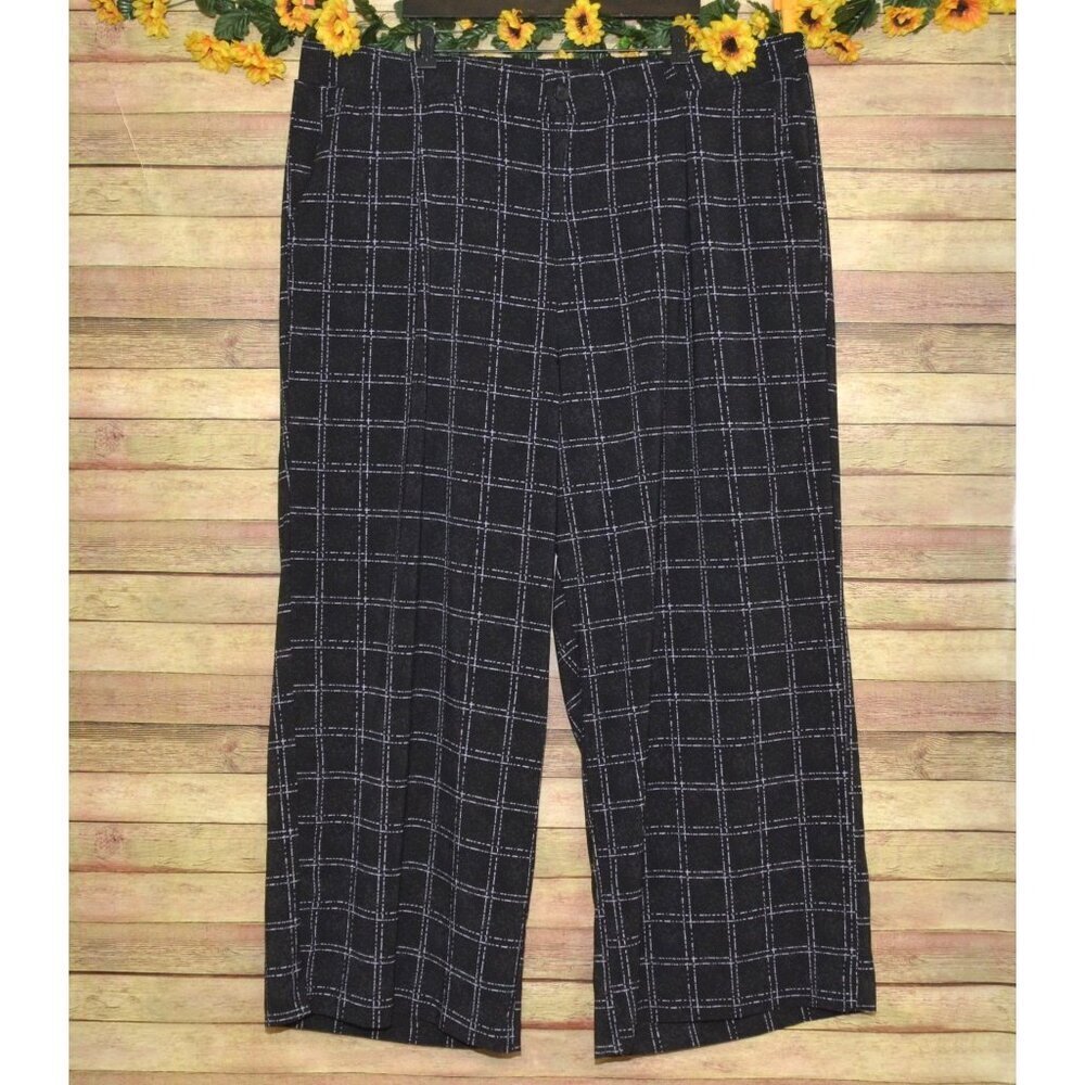 Torrid Wide Leg Women's Black Purple Plaid Windowpane Career Pants Plus Size 28